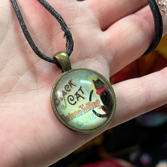 VTG Y2K Whimsigoth Black Cat Fortune Telling Costume Jewelry Necklace - Picture 3 of 6